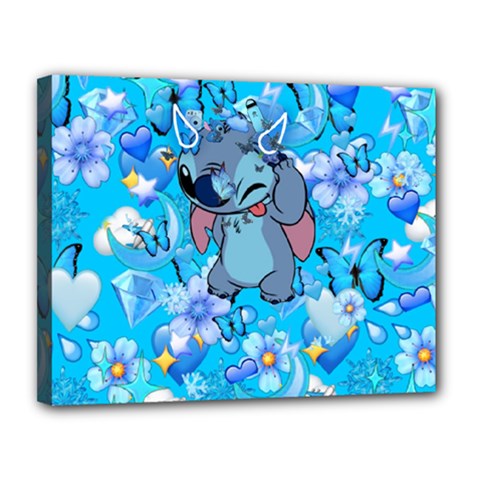 Blue Stitch Aesthetic Canvas 14  X 11  (stretched) by Salman4z