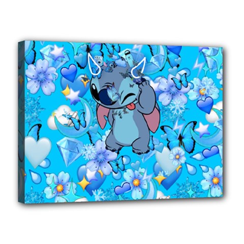 Blue Stitch Aesthetic Canvas 16  X 12  (stretched) by Salman4z