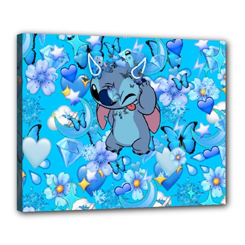 Blue Stitch Aesthetic Canvas 20  X 16  (stretched) by Salman4z