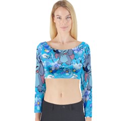 Blue Stitch Aesthetic Long Sleeve Crop Top by Salman4z