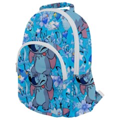 Blue Stitch Aesthetic Rounded Multi Pocket Backpack by Salman4z