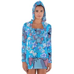 Blue Stitch Aesthetic Long Sleeve Hooded T-shirt by Salman4z