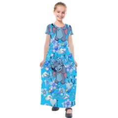 Blue Stitch Aesthetic Kids  Short Sleeve Maxi Dress by Salman4z