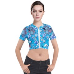 Blue Stitch Aesthetic Short Sleeve Cropped Jacket by Salman4z