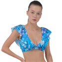 Blue Stitch Aesthetic Plunge Frill Sleeve Bikini Top View1