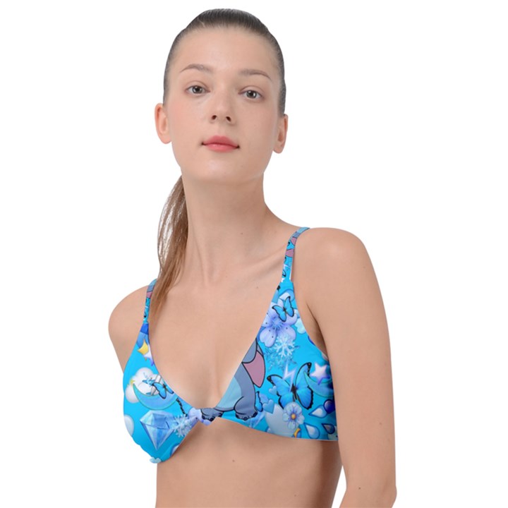 Blue Stitch Aesthetic Knot Up Bikini Top