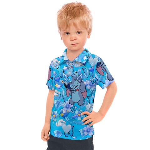 Blue Stitch Aesthetic Kids  Polo Tee by Salman4z