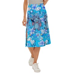 Blue Stitch Aesthetic Midi Panel Skirt by Salman4z