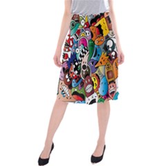 Cartoon Explosion Cartoon Characters Funny Midi Beach Skirt by Salman4z