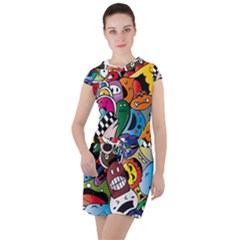 Cartoon Explosion Cartoon Characters Funny Drawstring Hooded Dress by Salman4z