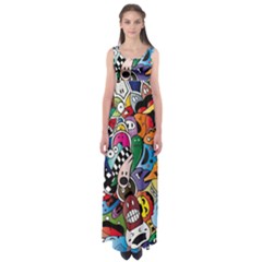 Cartoon Explosion Cartoon Characters Funny Empire Waist Maxi Dress by Salman4z