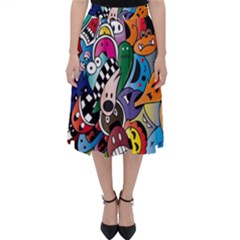 Cartoon Explosion Cartoon Characters Funny Classic Midi Skirt by Salman4z