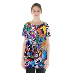 Cartoon Explosion Cartoon Characters Funny Skirt Hem Sports Top by Salman4z