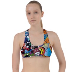 Cartoon Explosion Cartoon Characters Funny Criss Cross Racerback Sports Bra by Salman4z