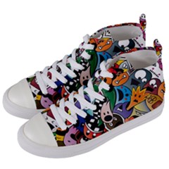 Cartoon Explosion Cartoon Characters Funny Women s Mid-top Canvas Sneakers by Salman4z