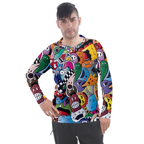 Cartoon Explosion Cartoon Characters Funny Men s Pique Long Sleeve Tee by Salman4z