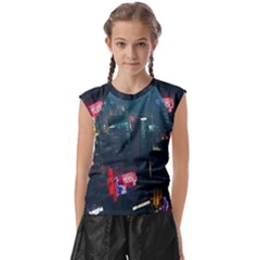 Cityscape Digital Art Kids  Raglan Cap Sleeve Tee by Salman4z