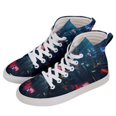 Cityscape Digital Art Men s Hi-top Skate Sneakers by Salman4z