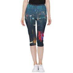 Cityscape Digital Art Inside Out Lightweight Velour Capri Leggings  by Salman4z