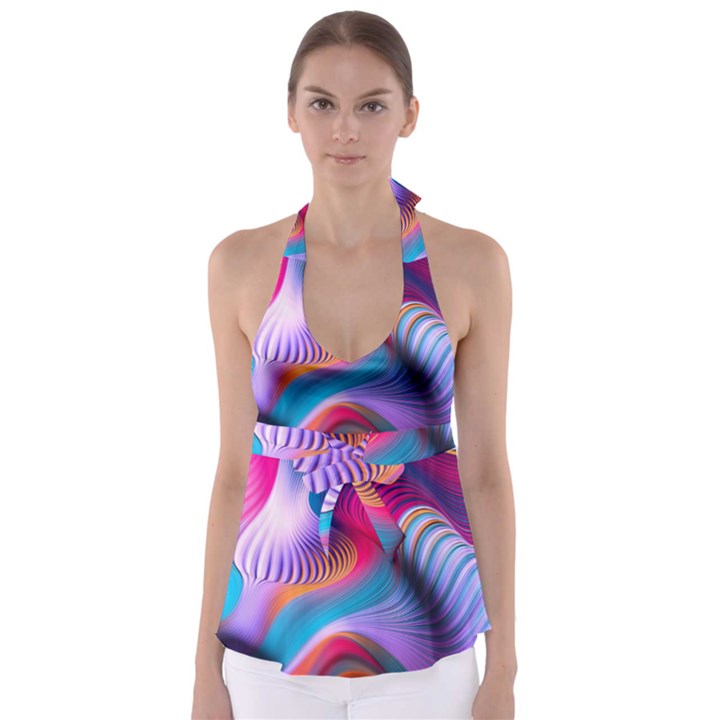 Colorful 3d Waves Creative Wave Waves Wavy Background Texture Babydoll Tankini Top