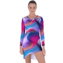 Colorful 3d Waves Creative Wave Waves Wavy Background Texture Asymmetric Cut-Out Shift Dress View1