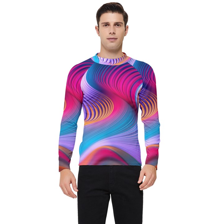 Colorful 3d Waves Creative Wave Waves Wavy Background Texture Men s Long Sleeve Rash Guard