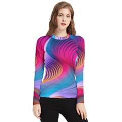 Colorful 3d Waves Creative Wave Waves Wavy Background Texture Women s Long Sleeve Rash Guard by Salman4z