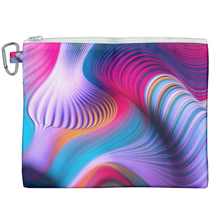 Colorful 3d Waves Creative Wave Waves Wavy Background Texture Canvas Cosmetic Bag (XXXL)