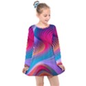 Colorful 3d Waves Creative Wave Waves Wavy Background Texture Kids  Long Sleeve Dress View1