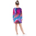 Colorful 3d Waves Creative Wave Waves Wavy Background Texture Kids  Long Sleeve Dress View2