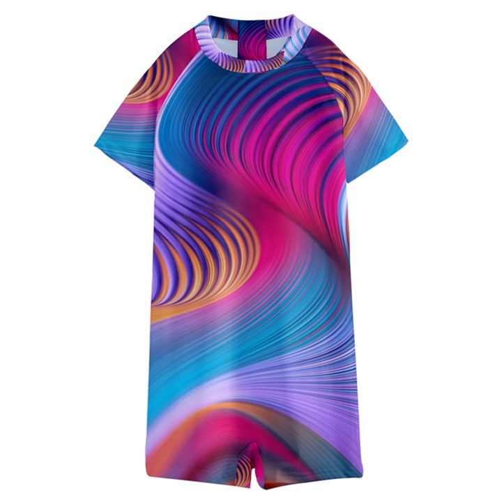 Colorful 3d Waves Creative Wave Waves Wavy Background Texture Kids  Boyleg Half Suit Swimwear