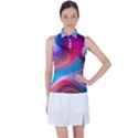 Colorful 3d Waves Creative Wave Waves Wavy Background Texture Women s Sleeveless Polo Tee View1