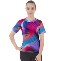 Colorful 3d Waves Creative Wave Waves Wavy Background Texture Women s Sport Raglan Tee