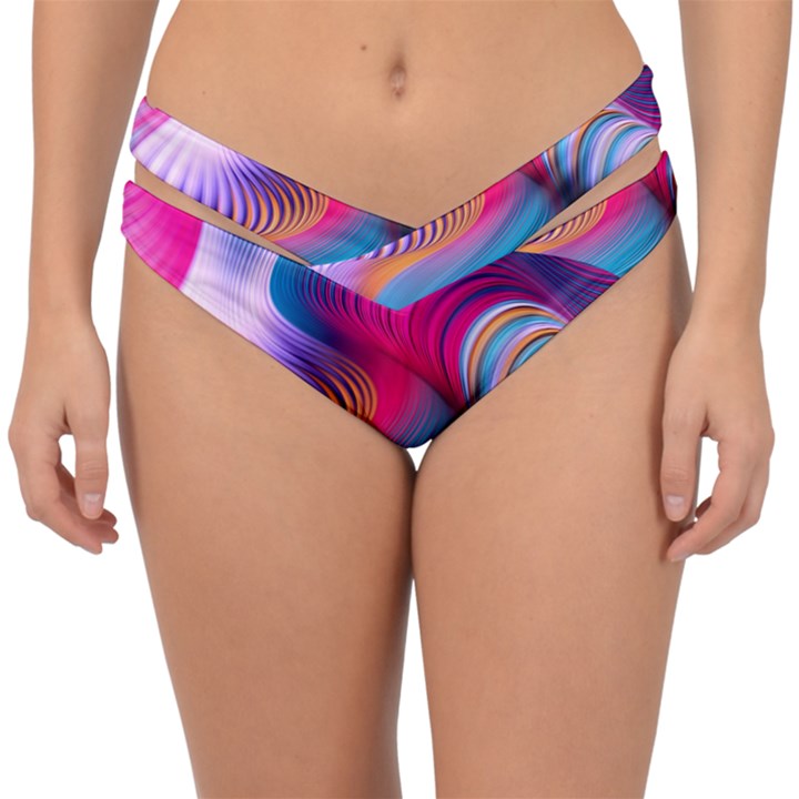 Colorful 3d Waves Creative Wave Waves Wavy Background Texture Double Strap Halter Bikini Bottoms