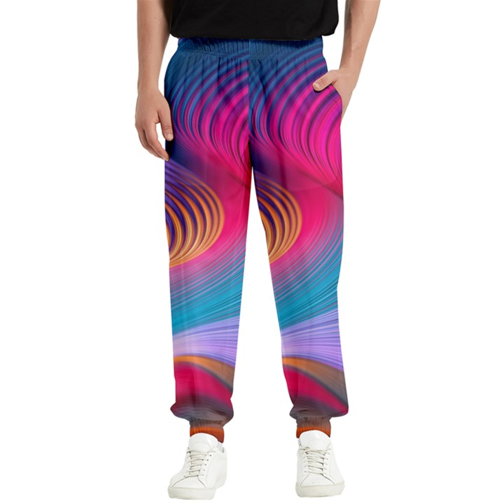 Colorful 3d Waves Creative Wave Waves Wavy Background Texture Men s Elastic Waist Pants