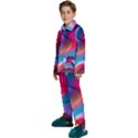 Colorful 3d Waves Creative Wave Waves Wavy Background Texture Kids  Long Sleeve Velvet Pajamas Set View2