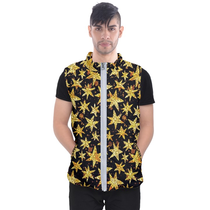 Shiny Glitter Stars Men s Puffer Vest