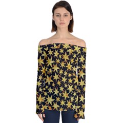 Shiny Glitter Stars Off Shoulder Long Sleeve Top by Salman4z