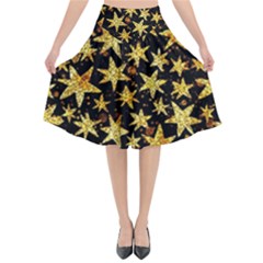 Shiny Glitter Stars Flared Midi Skirt by Salman4z