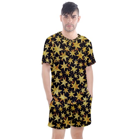 Shiny Glitter Stars Men s Mesh Tee And Shorts Set by Salman4z