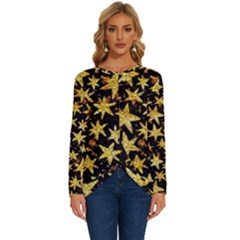 Shiny Glitter Stars Long Sleeve Crew Neck Pullover Top by Salman4z