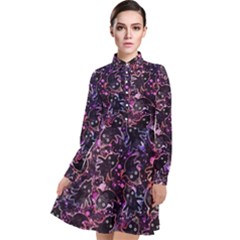 Fun Spooky Cute Ghosts Adoxali Halloween Long Sleeve Chiffon Shirt Dress