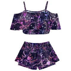 Fun Spooky Cute Ghosts Adoxali Halloween Kids  Off Shoulder Skirt Bikini