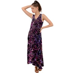 Fun Spooky Cute Ghosts Adoxali Halloween V-Neck Chiffon Maxi Dress