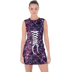 Fun Spooky Cute Ghosts Adoxali Halloween Lace Up Front Bodycon Dress