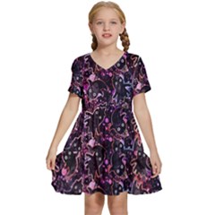 Fun Spooky Cute Ghosts Adoxali Halloween Kids  Short Sleeve Tiered Mini Dress