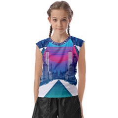 Retro Cityscape Artist Artwork Digital Art Kids  Raglan Cap Sleeve Tee by Salman4z