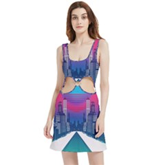 Retro Cityscape Artist Artwork Digital Art Velour Cutout Dress by Salman4z