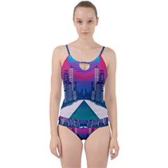 Retro Cityscape Artist Artwork Digital Art Cut Out Top Tankini Set by Salman4z