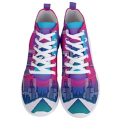 Retro Cityscape Artist Artwork Digital Art Men s Lightweight High Top Sneakers by Salman4z